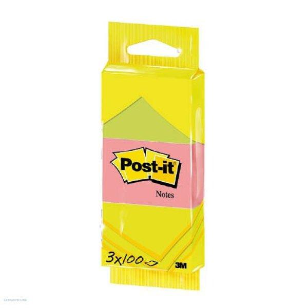 Post-it öntapadós jegyzettömb, 6812 neon 51 × 38 mm, 3 x 100 lap