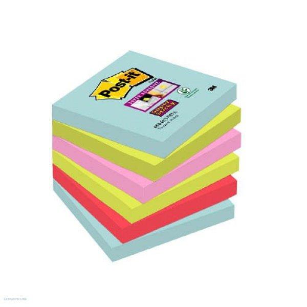 Post-it Super Sticky öntapadós jegyzettömb, szivárványcsomag 76x76 mm 90
lap 6 tömb 654-6SS-MIA
