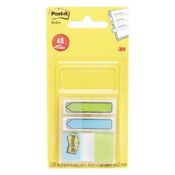Post-it Jelölőcimke csomag 2 x 16 lap 11,9 x 43,2 mm, 16 lap 23,8 x 43,2 mm
680-RLEUR/680-684A-EU kék-zöld