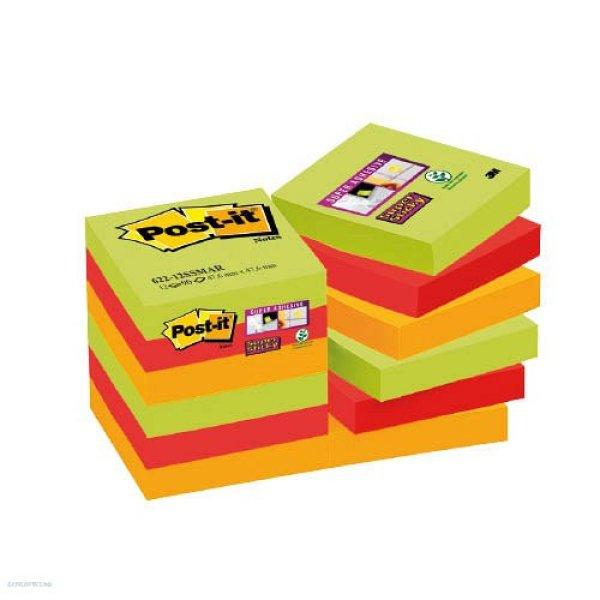 Post-it Super Sticky öntapadós jegyzettömb, szivárványcsomag 48 × 48 mm,
90 lap, 12 tömb, Marrakesh, 622-12SS-MAR