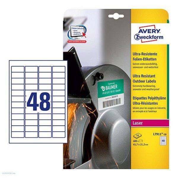 Etikett címke ultra ellenálló L7911-10, 45,7 x 21,2 mm Avery
