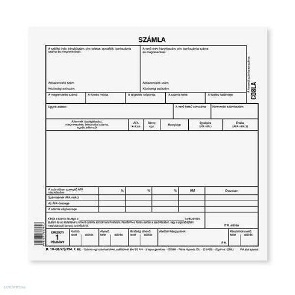 Számla A/5 5 pld. álló B.10-06/V/S S Pátria