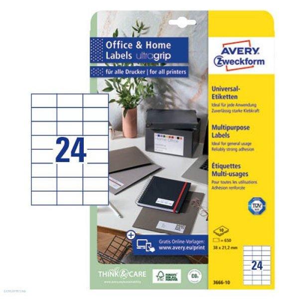 Etikett címke univerzális 3474-10 fehér 70x37mm 10ív Avery