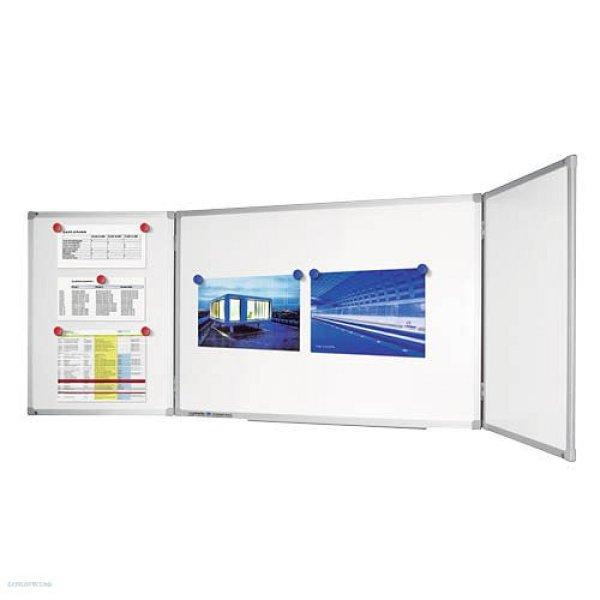 Fehértábla fali 100x150/225 cm egy oldalon nyitható zománcos felülettel