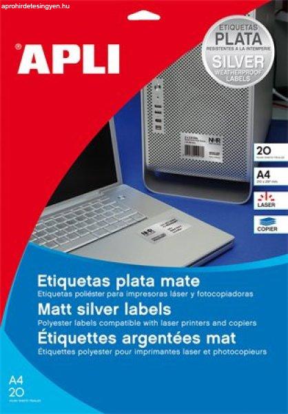 Etikett LCA10066 45,7x21,2mm poliészter időjárásálló kerekített sarkú
ezüst 20ív APLI 