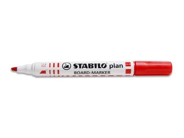 Táblamarker Stabilo Plan, 643/40, vágott hegyű, piros