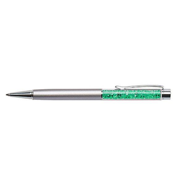 Golyósirón felül SWAROVSKI® kristályokkal töltve ezüst tolltest 14 cm
sötétzöld