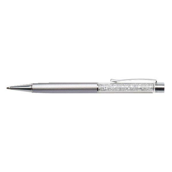Golyósirón felül SWAROVSKI® kristályokkal töltve ezüst tolltest 14 cm
átlátszó