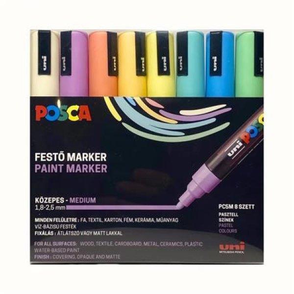 Dekormarker készlet, 1,8-2,5 mm, UNI "Posca PC-5M", 8 különböző
pasztell szín