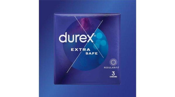 Durex Extra Safe óvszer, 3 db, fokozott védelem, extra síkosítással