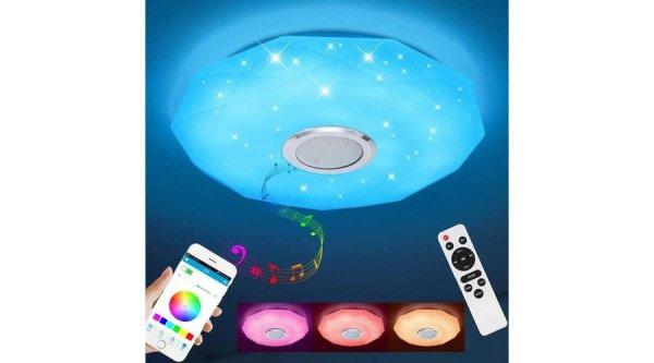 LED lámpa 24W RGB Bluetooth, okos gyémánt mintás lámpa zenével és
távírányítóval