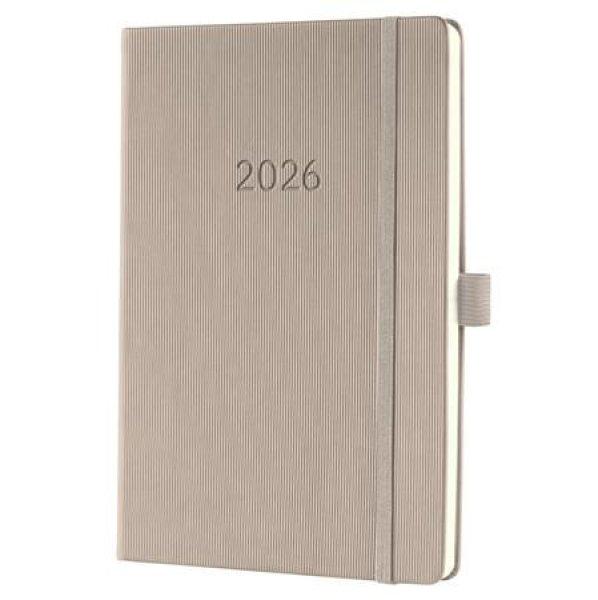 Naptár, A5, heti, 2026, kemény borító, SIGEL "Conceptum", taupe