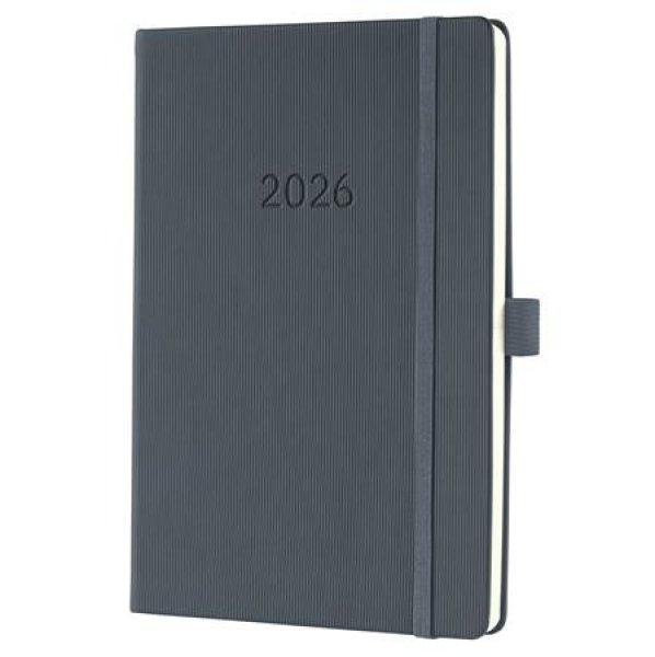 Naptár, A5, heti, 2026, kemény borító, SIGEL "Conceptum", sötét
szürke