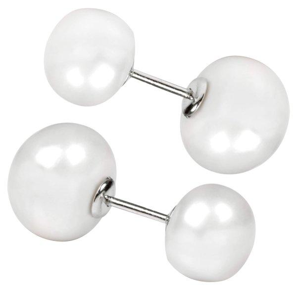 JwL Luxury Pearls Ezüst kétoldalas fülbevaló fehér igazgyöngyökkel JL0255