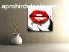 Kzzel festett POP Art festmny RED LIPS 1 darab mund | kl