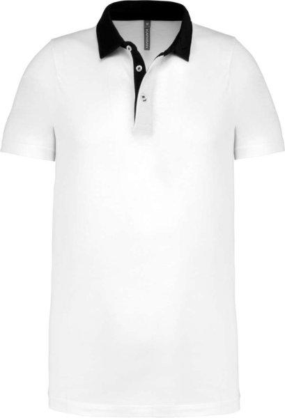 Férfi galléros jersey póló, kontrasztos gallérral, Kariban KA260,
White/Navy-M