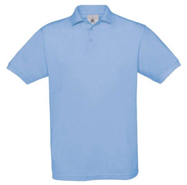 B&C BCPU409 három gombos, galléros rövid ujjú férfi piké póló, Sky
Blue-M