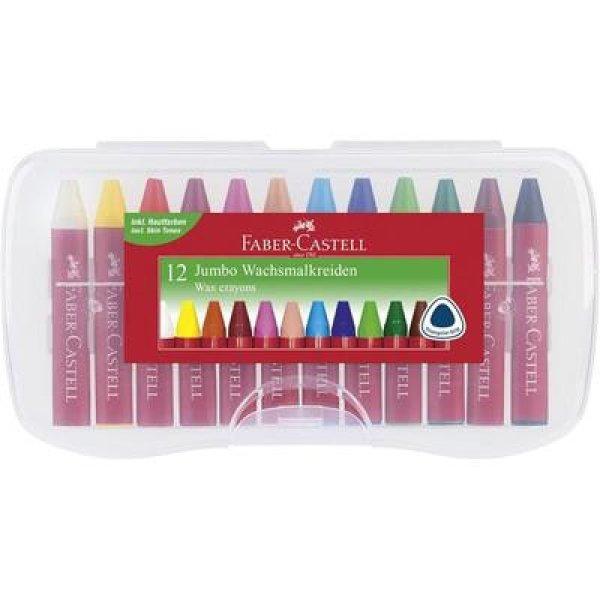 Zsírkréta, háromszögletű, FABER-CASTELL "Jumbo", 12 különböző
szín