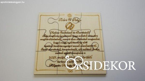 Puzzle meghívó organza zsákban