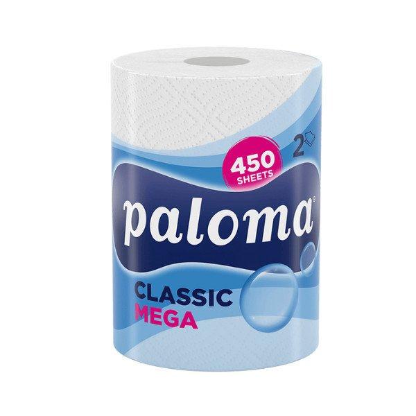 Papírtörlő, kéztörlő, 1 tekercs, 2 réteg, 450 lap, Paloma MEGA -
FÉLRAKLAP