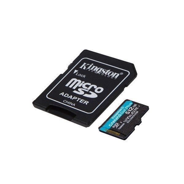 KINGSTON Memóriakártya MicroSDXC 512GB Canvas Go Plus Gen4 200R A2 U3 V30 +
Adapter