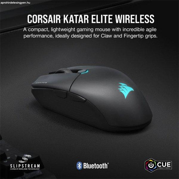 CORSAIR Vezetékes/Vezeték Nélküli Egér Gaming, KATAR ELITE, 6
programozható gomb, RGB Világítás, 26000dpi, fekete