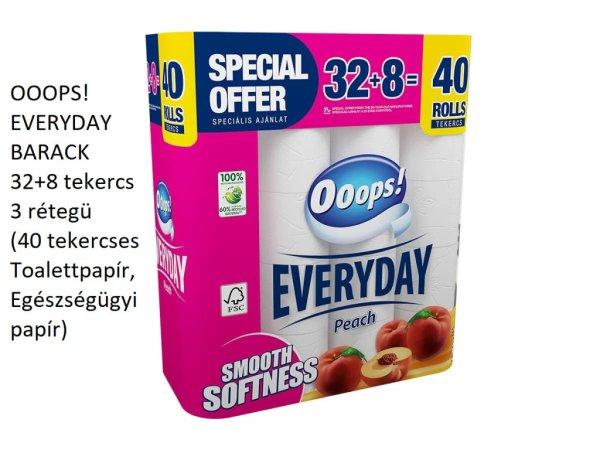 OOOPS! EVERYDAY BARACK 32+8 tekercs 3 rétegü ( 40 tekercses Toalettpapír,
Egészségügyi papír)