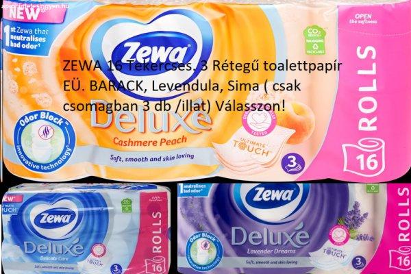 ZEWA 16 Tekercses. 3 Rétegű toalettpapír EÜ. BARACK, Levendula, Sima ( csak
csomagban 3 db /illat) Válasszon! 
