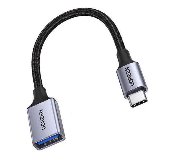 UGREEN US378 adapter kábel (USB aljzat - Type-C, OTG, 15cm, cipőfűző) FEKETE