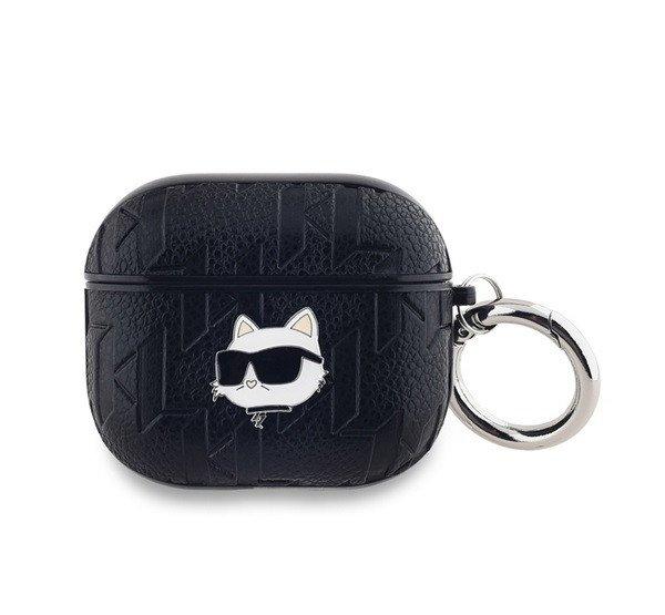 KARL LAGERFELD PU EMBOSSED CHOUPETTE HEAD szilikon tok (ütésállóság,
karabíner) FEKETE Apple AirPods 3