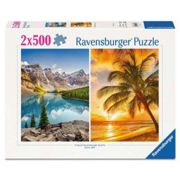Puzzle 2x500 db - Tenger és hegyek