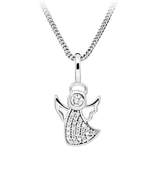 Silver Cat Ezüst nyaklánc Angyal cirkónium kövekkel SC643 (lánc, medál)