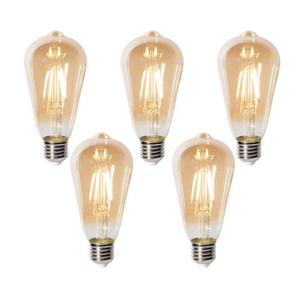 5 db E27 dimbare LED lamp ST64 goud 5W 450 lm 2700K