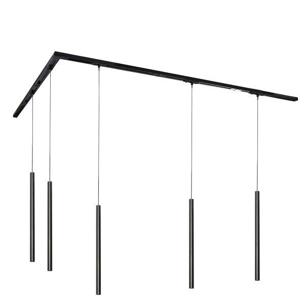 Modern sínrendszer 5 függőlámpával fekete 1 fázisú - Iconic Frini