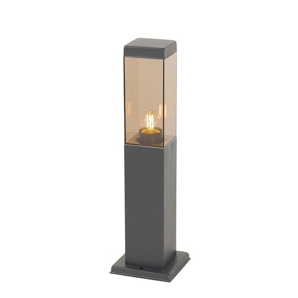 Modern kültéri lámpaoszlop sötétszürke füstüveggel 45 cm - Malios