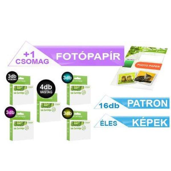 16+1 db-os PAKK, Canon -hoz, 16db-os PGI-580XXL / CLI-581XXL CHIPES
utángyártott tintapatron PAKK ~23100 oldalas + 1 csomag 100 lapos FOTÓPAPÍR
pgi580/cli581