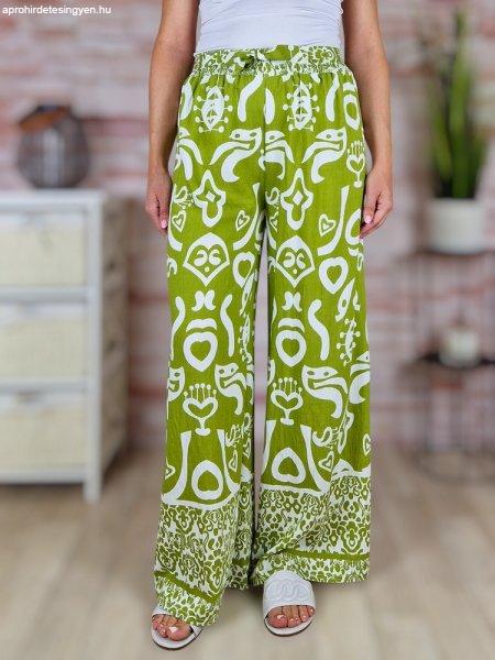 Bő szárú, mintás, gumis derekú nadrág M-L,L-XL
