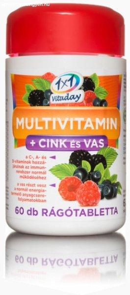 1x1 vitaday multivitamin+cink+vas rágótabletta 60 db