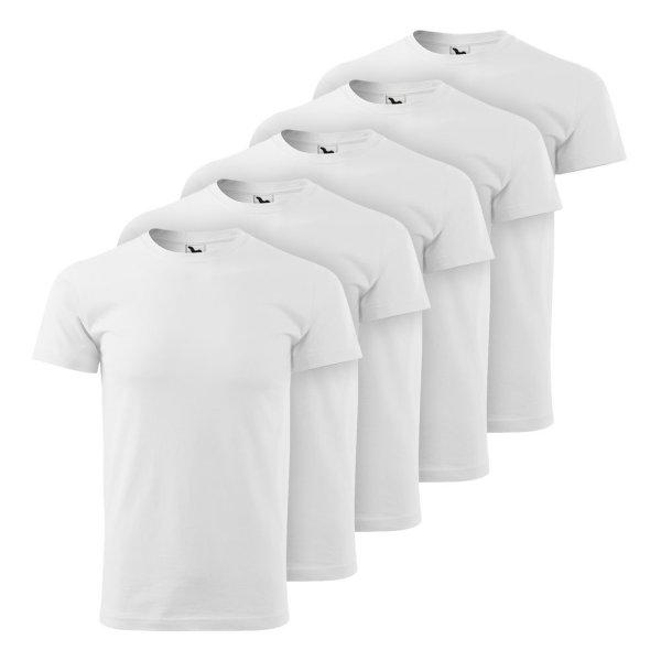 MALFINI 5 darabos szett: BASIC férfi póló - Fehér | XXXXXL