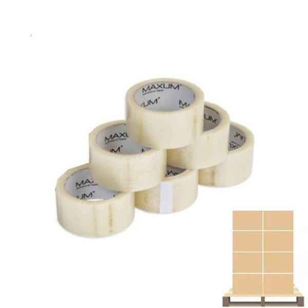 Csomagolószalag Maxum átlátszó hotmelt ragasztószalag - 48 mm széles - 66
m hosszú - 36 db/karton - RAKLAPOS