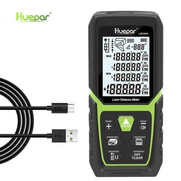 Huepar LM100A távolságmérő - 100 m, kalibrálható, sok funkció
(szögmérő, festő mód stb), akkumulátor