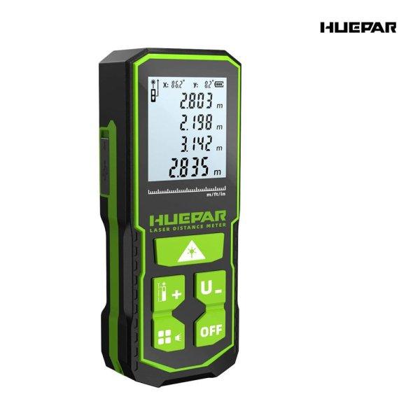 Huepar S100 - távolságmérő: 100 m, szögmérő, háromszögműveletek,
akkumulátor