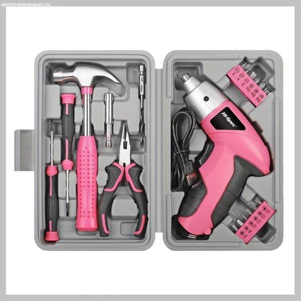 Kompakt 3.6V-os Elektromos Szerszámkészlet Tárolódobozzal Pink LR666726-P