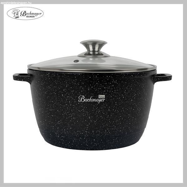 BACHMAYER Tapadásmentes vastagfalú magas lábas üveg fedővel – 24 cm,
fekete, 6 liter – BM-7885-24