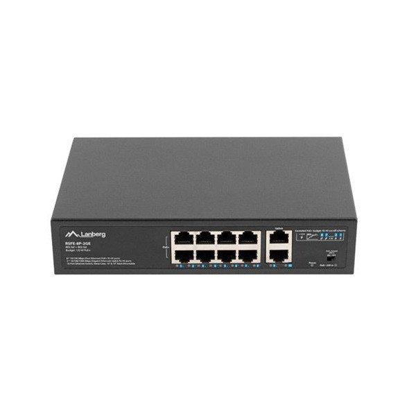 Lanberg RSFE-8P-2GE-120 8x100Mbps PoE+ LAN 2xGbE LAN nem menedzselhető PoE
switch