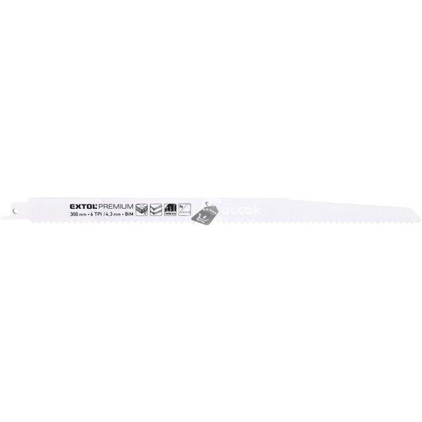 EXTOL PREMIUM szablyafűrészlap klt., 3db, Bosch befogás, 300mm, 6T, Bimetal,
fa, műanyag, fém anyagokhoz, gyors- és durva vágás