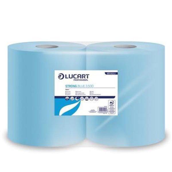 Törlőkendő, szöszszegény, tekercses, 3 rétegű, LUCART, "Strong Blue
3.500" kék