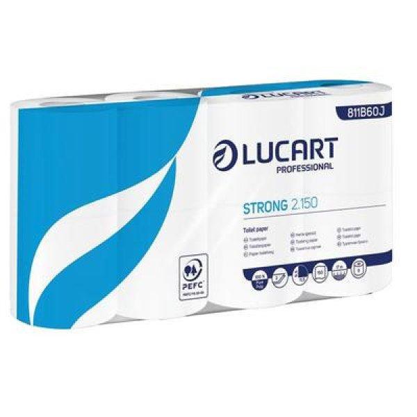 Toalettpapír, 2 rétegű, kistekercses, 8 tekercses, LUCART "Strong
2.150", fehér