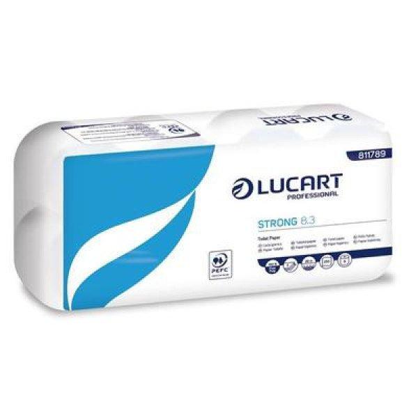 Toalettpapír, 3 rétegű, kistekercses, 8 tekercses, LUCART "Strong
8.3", fehér