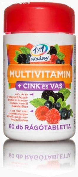 1x1 vitaday multivitamin+cink+vas rágótabletta 60 db